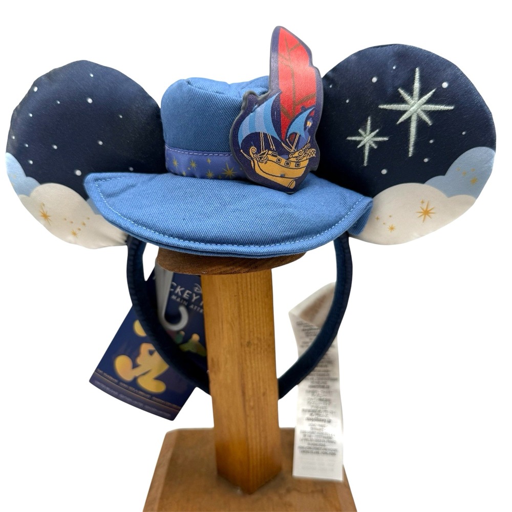 Disney Peter Pan's Flight Mickey Mouse Main Attraction Ears OS Blue WDW 50th